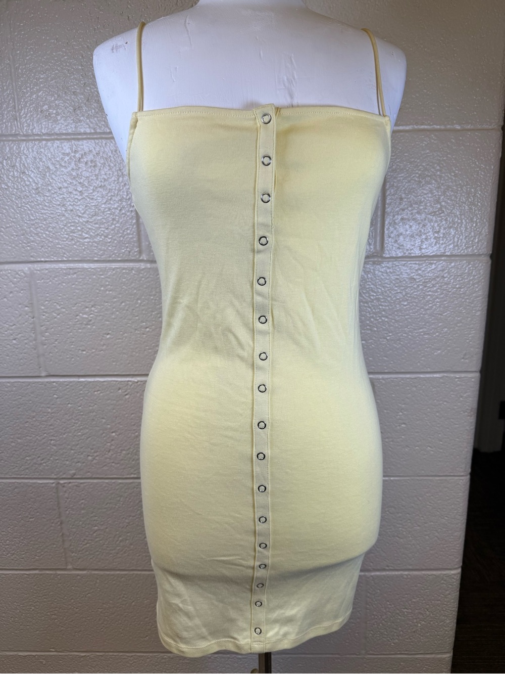 Bershka Pale Yellow Snap-Front Mini Dress NWOT